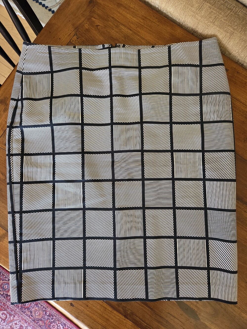 Ann Taylor Black and White Grid Pencil Skirt